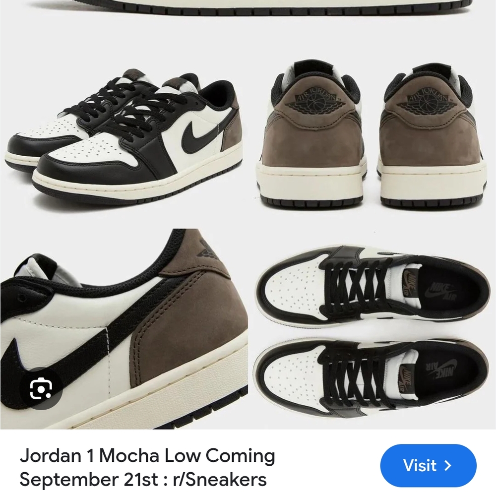 Jordan 1 Low Mocha Sneakers Classic Design 7y 8.5womens